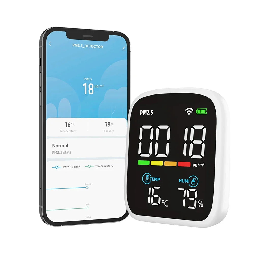 Portable WIFI Air Quality Tester APP Control PM2.5 CO2 Air Pollution Analyzer Temperature Humidity Test Meter Infrared Sensor