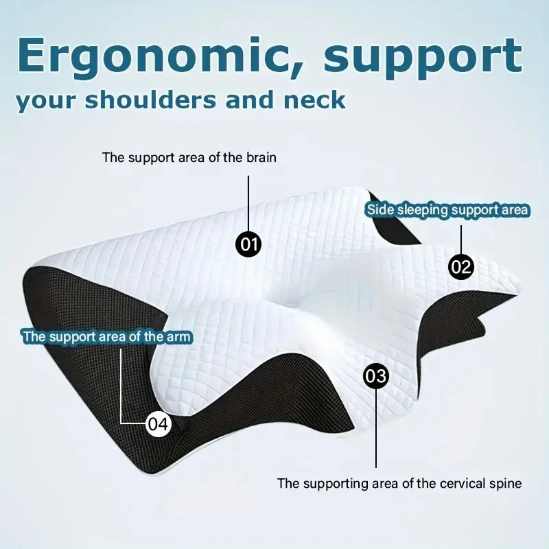 1pc Memory Foam Cervical Pillow, 2 in 1 Ergonomic Contour Orthopedic Pillow for Neck Pain, Contoured Support Pillows,Neck Pillow