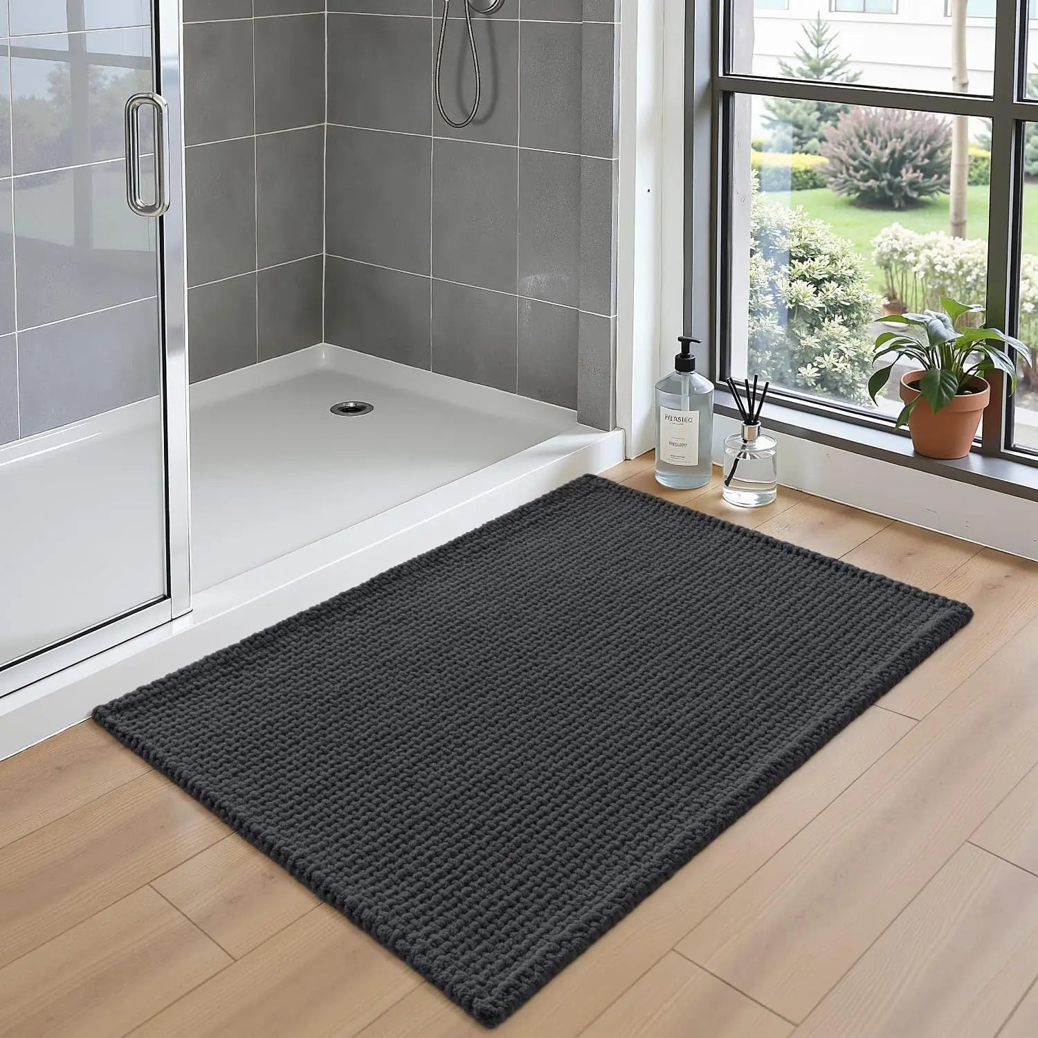Bathroom Rugs 24x36, Non Slip Washable Bath Mat, Absorbent Chenille Bathmat, Ultra Soft Thick Carpet for Tub Shower Flo