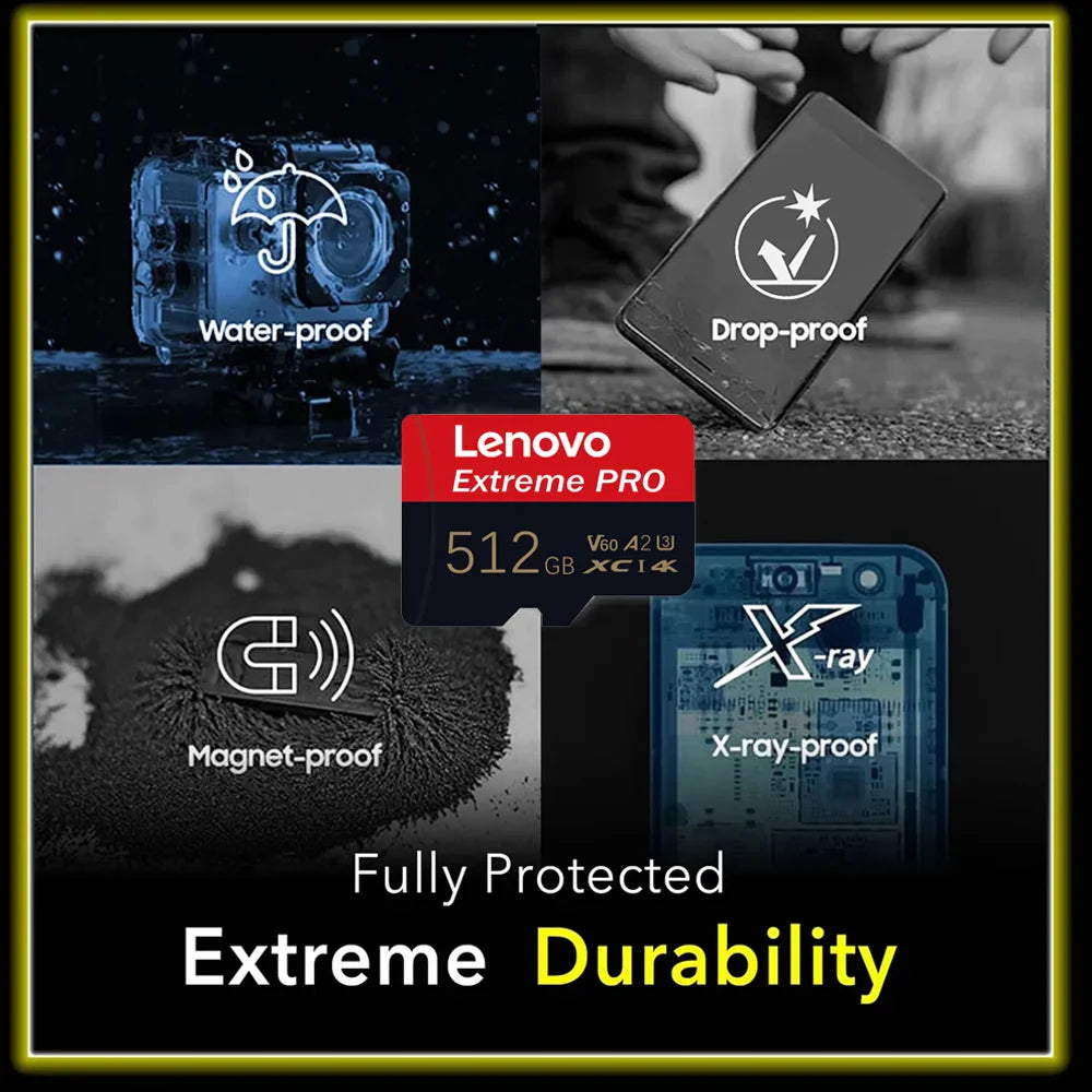 Lenovo 512GB Game-Exclusive Micro TF SD Card A2 V60 High Speed 4K Ultra-HD Video Flash Card 64GB Memory Card for Phone Camera PC