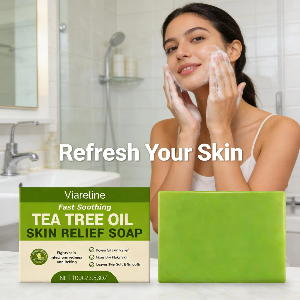 Tea Tree Oil Soap Cleaning Gentle Exfoliating Relieve Itch Moisturizing Dry Skin Smoothing Natural Bath Soap for Body and Face