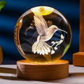 3D Laser Engraved Hummingbird Crystal Ball Ornament Gift