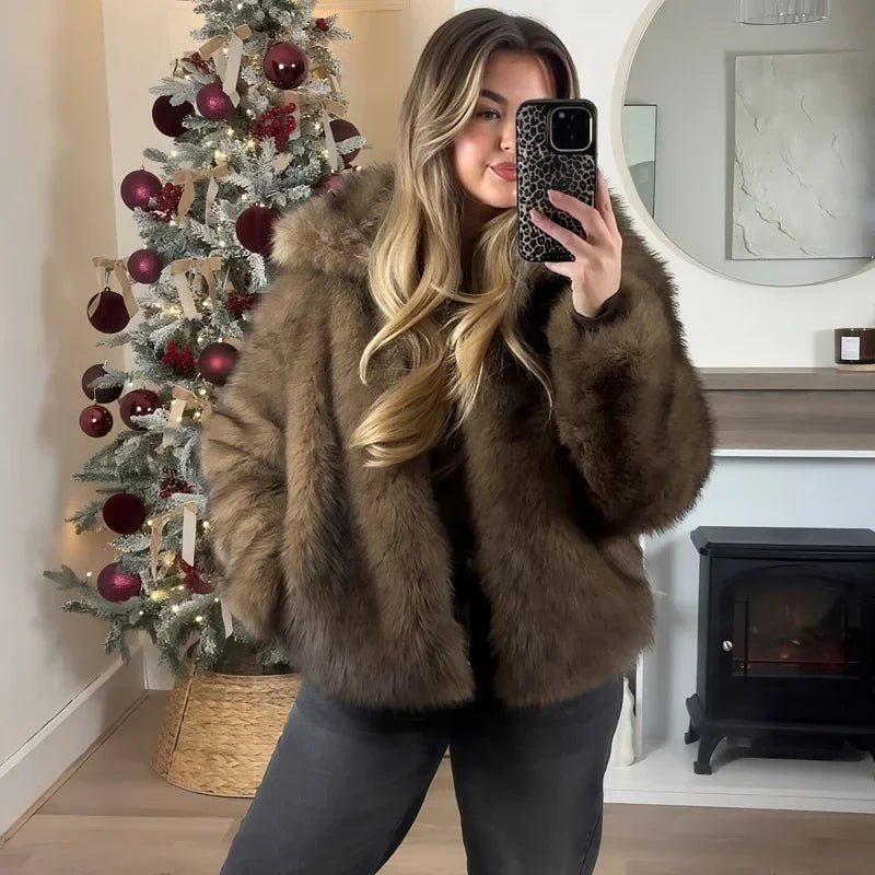MUJER Faux Fur Hairy Coat Woman Warm Winter Fluffy Coat Women New Plush Jackets for Women Outerwears Luxury Women's Teddy Coats