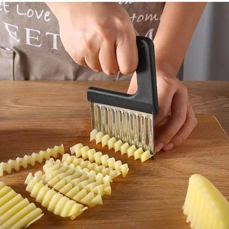 Stainless Steel Potato Chip Slicer And Wavy Crinkle Cutter French Fry Maker