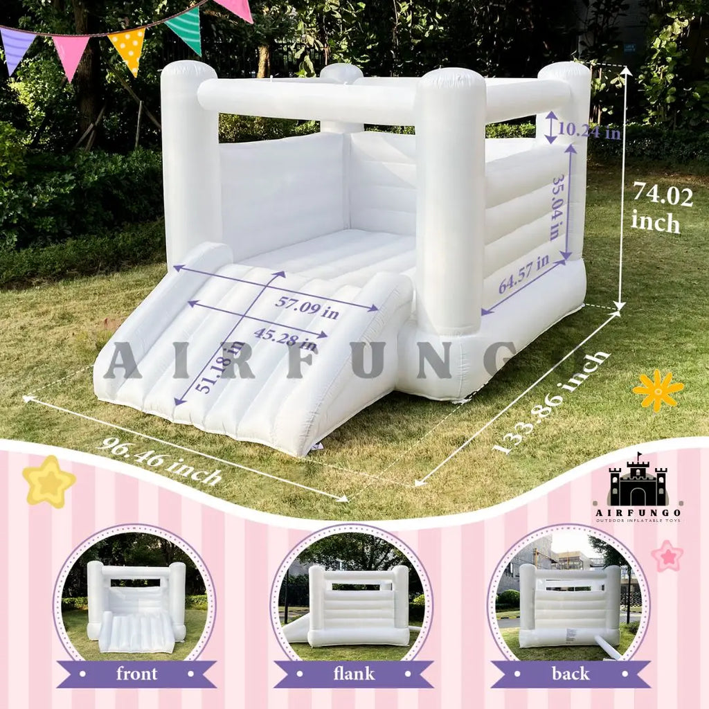 12ft Kids Birthday Gift White Bounce House Indoor Outdoor Softplay Inflatable White Castle Bouncer with Blower Customization