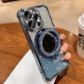Luxury Magsafe Wireless Charging Glitter Phone Case For iPhone 16 11 12 13 14 15Pro Max Plus Plating Mirror Airbag Bracket Cover