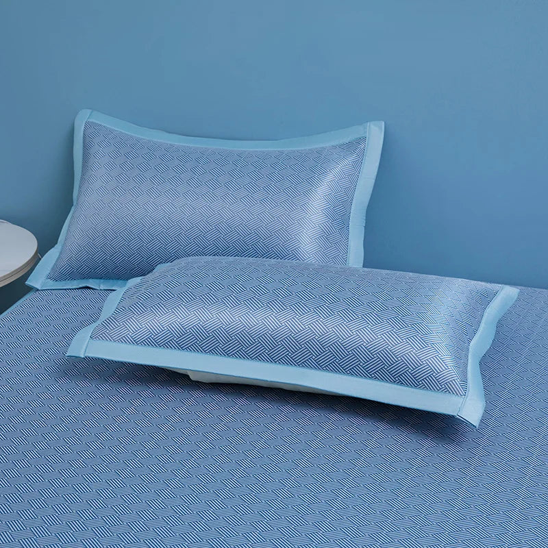Cooling Summer Ice Silk Mat Carbon Fibres Sleeping Cool Bed Pad Wide Edging Mats Charcoal Double Mattress Cover with Pillowcase