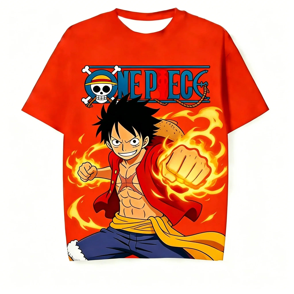 One Piece Luffy Anime Printed Short Sleeve T Shirt And Shorts Set Unisex For Children And Adults Stylish Home Sleepwear Suit