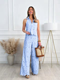 Fashion Lace Embroidered Cardigan Vest Tops + Wide-leg Trousers 2-piece Summer New Chic Elegant Women OfficeLong Pants Suit 2025