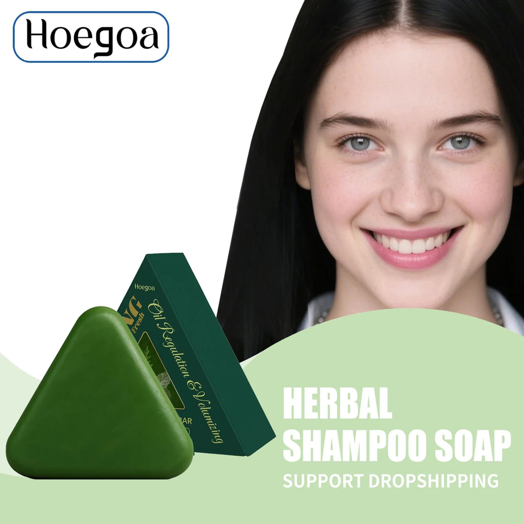 Triangle Green Hair Growth Soap Nourish Hair Roots Improve Dry Frizzy Damaged Hair Repair Regulate Grease Anti Hair Loss Shampoo