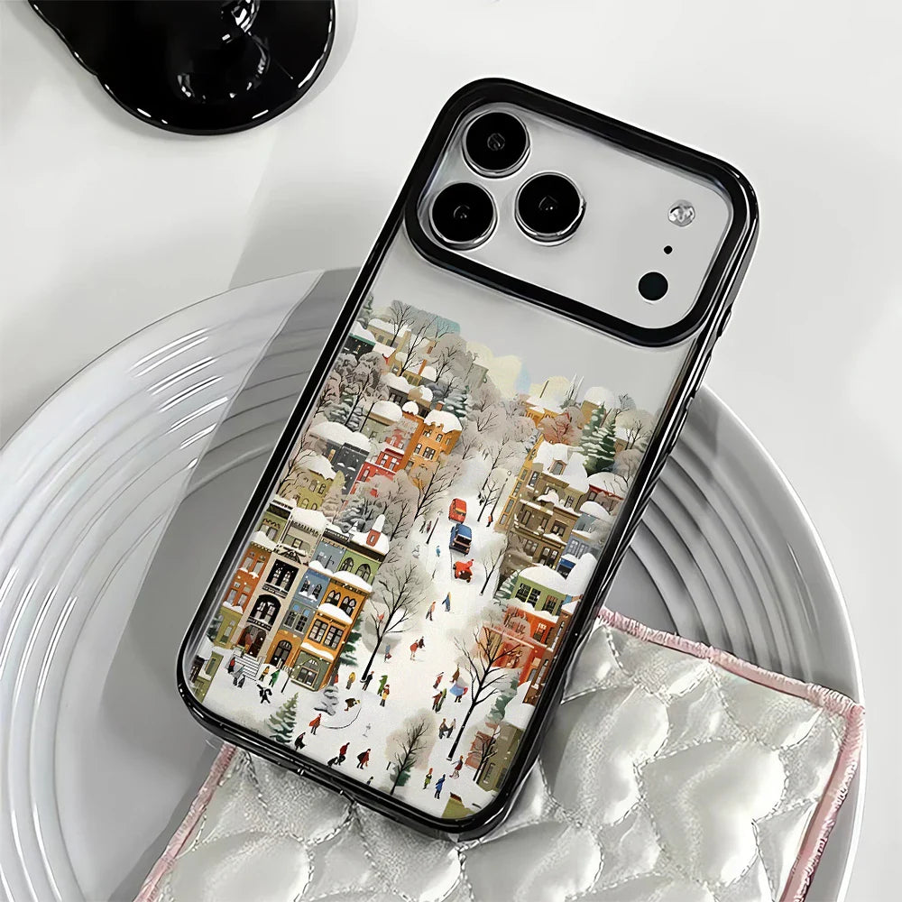 Snow View House Landscape Phone Case For iPhone 17 Air 16 15 14 13 12 11 Pro Max 17 Pro Shockproof Hard Cover Fundas