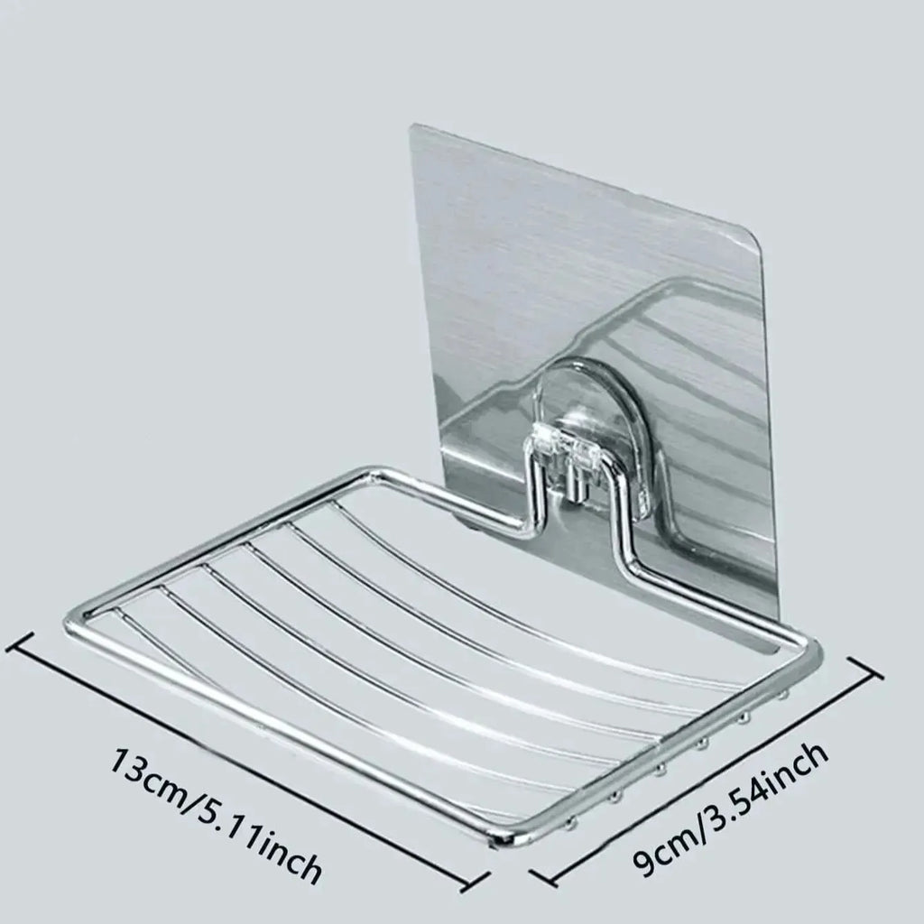 1pc Stainless Steel Soap Rack Soap Box Light Luxury Shelf Punch-free Nail-free Bathroom Single Layer Drain Wall Hanging