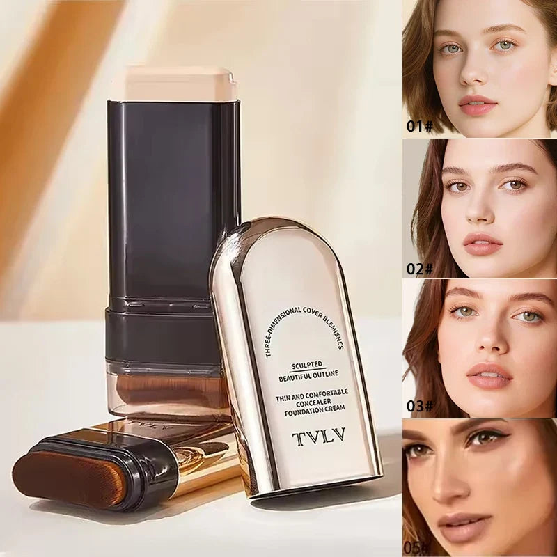 TVLV Skin Tint Stick Long Lasting Lightweight Waterproof Concealer Foundation Cream Flawless Tinted Face Contour Stick Makeup