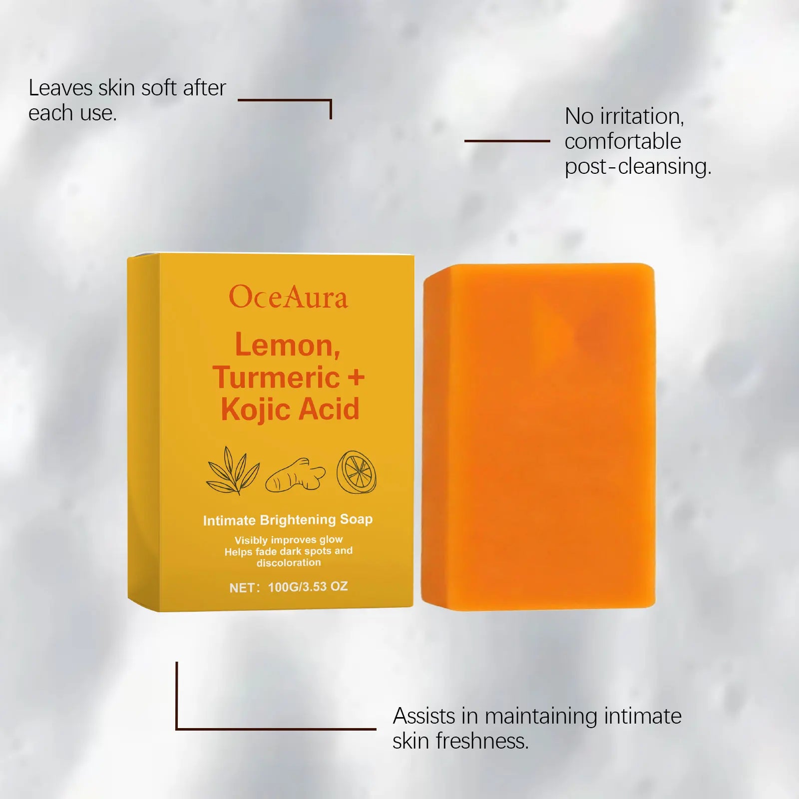 Lemon Turmeric Kojic Acid Soap Massage Handmade Soap For Bath For Deep Cleansing Exfoliation Body Moisturizing Smooth Body Care