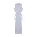 Criss Cross Cut Out Dress, Sexy Bodycon Mock Neck Sleeveless Dress, Women's Clothing