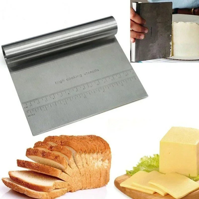 Stainless Steel Scale Cake Scraper DIY Dough Pastry Spatulas Buttercream Edge Smoother Cake Decorating Tools Baking Accessories