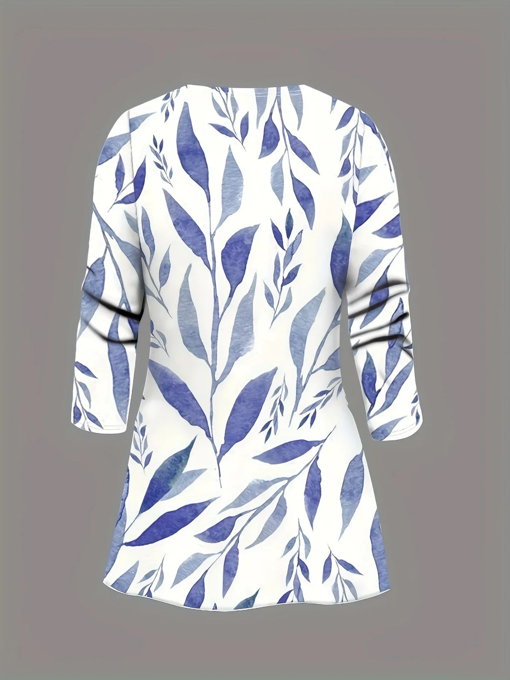 Plus-size women's 3-piece set: color-blocked printed cardigan jacket paired with trousers and vest for a casual everyday look.