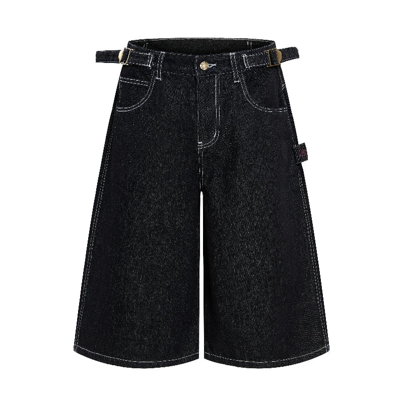 American Retro Baggy Wide Leg 3/4 Length Jean Women Y2K  Vintage Spring Summer Streetwear Skater Pants Casual Simple Daily Wear