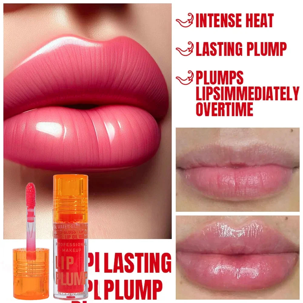 Cherry Plump Lip Oil – Moisturizing Lip Gloss Serum, Long-Lasting Waterproof Volume & Shine, Non-Sticky, Unisex, Holiday Makeup
