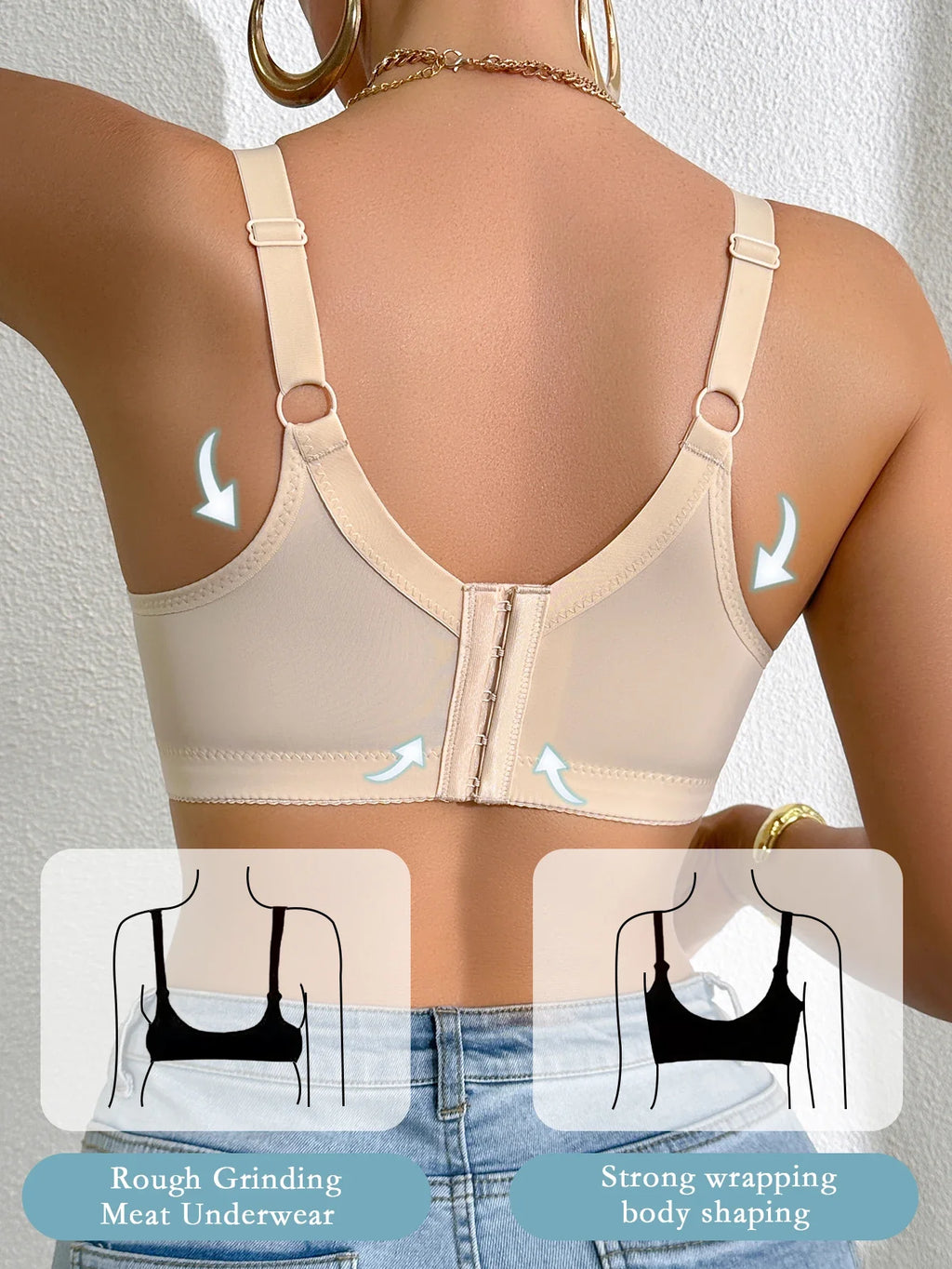 Women's a B C D Cup Lace-Trimmed, Side-Breast-Enhancing, Skin-Fitting Shaping Bra with Underwire, Minimizer Sports Breathable and Comfortable Bra