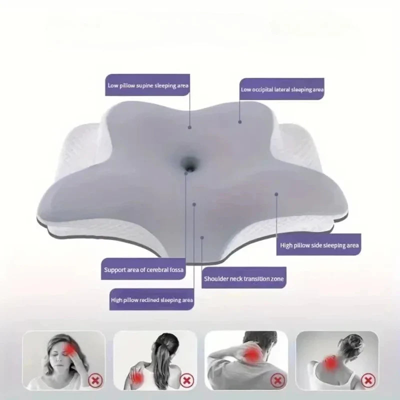 2026 New Solid Color Special-shaped Horn Pillow, Butterfly Pillow Memory Cotton Slow Rebound Neck Protection Sleep Pillow