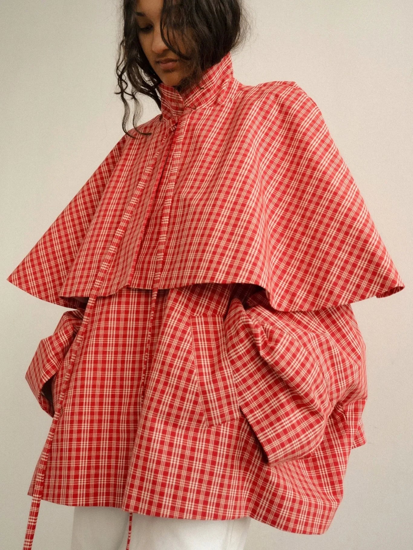 Women ﻿casual Checkered Windbreaker Long Sleeved Single Breasted Stand Up Collar Lady Coats 2026 Spring Daily Commuting Jackets