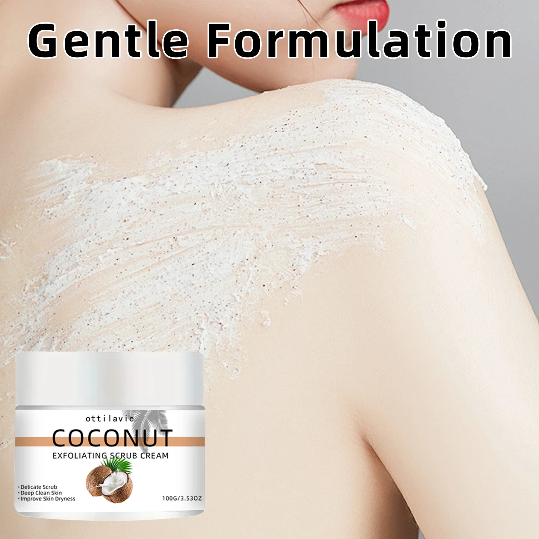 ottilavie Coconut Exfoliating Scrub Cream  Physical exfoliation for smooth skin  Suitable for all skin types (face, neck & body)