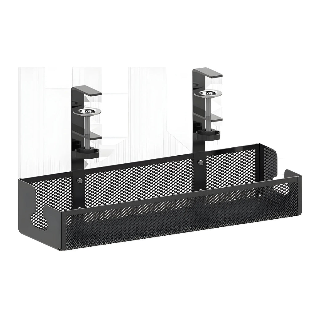 No Drilling Extendable Under Desk Cable Management Metal Cable Tray Under Desk With Clamp Retractable Power Strip Cord Holder