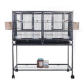 Breeding Flight Bird Cage with Detachable Rolling Stand Breeder Cage with Perches, Food Boxes, Slide-Out Tray and Storage Shelf