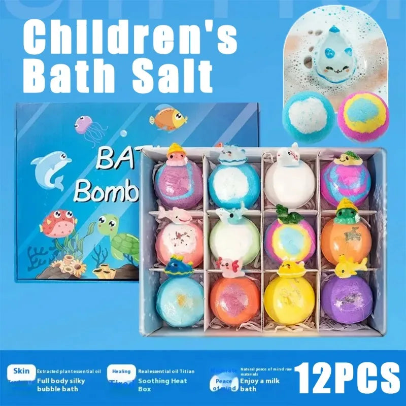 New 12PCS Ocean Toy Bath Salt Bombs, Bubble Bath Balls for Adults & Kids, Fun Educational Bath Toys Party Favor Set