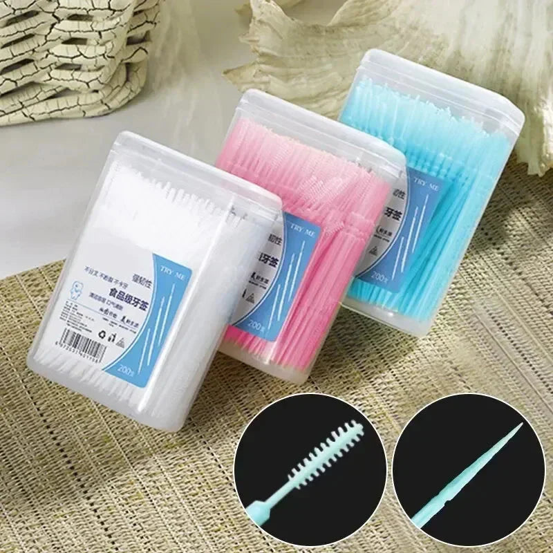 Portable Ultra Fine Toothpick Disposable Family Box Packed Pick Double Head High End Personality Creative Fruit Stick 200 Pieces