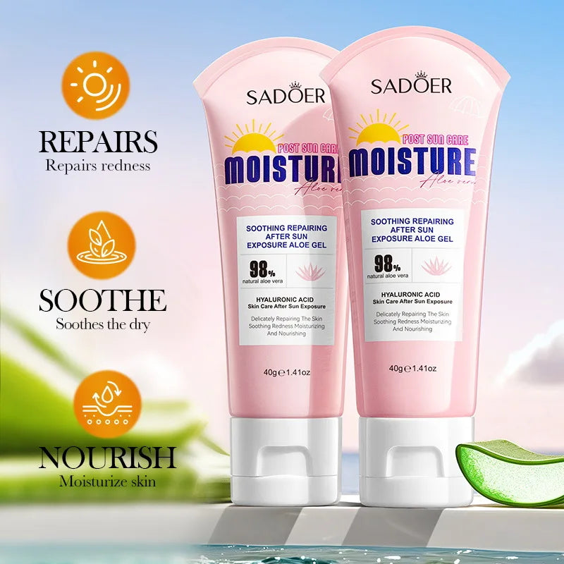 Soothing After Sun Aloe Vera Repairing Gel - Natural Centella & Calendula Infused Fast Absorbing Moisturizer for Sunburn Relief