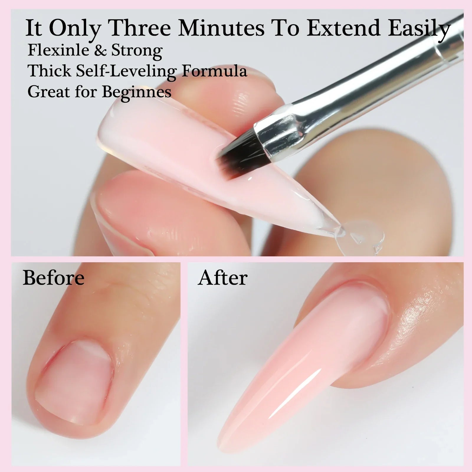 150g Transparent Nail Extension Gel Jelly White Light Pink Acrylic Nail Art UV LED Gel Semi Permanent Varnish Extension Tool