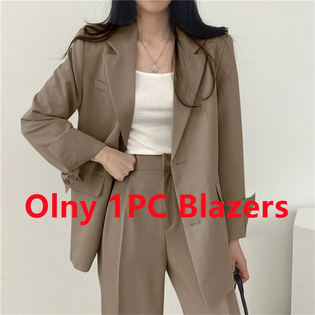 Elegant Office Lady Business Suit Set Blazers 2026 Spring New Women's Clothing Suit Jacket Casual Pants Set Wide Leg Suit Pants