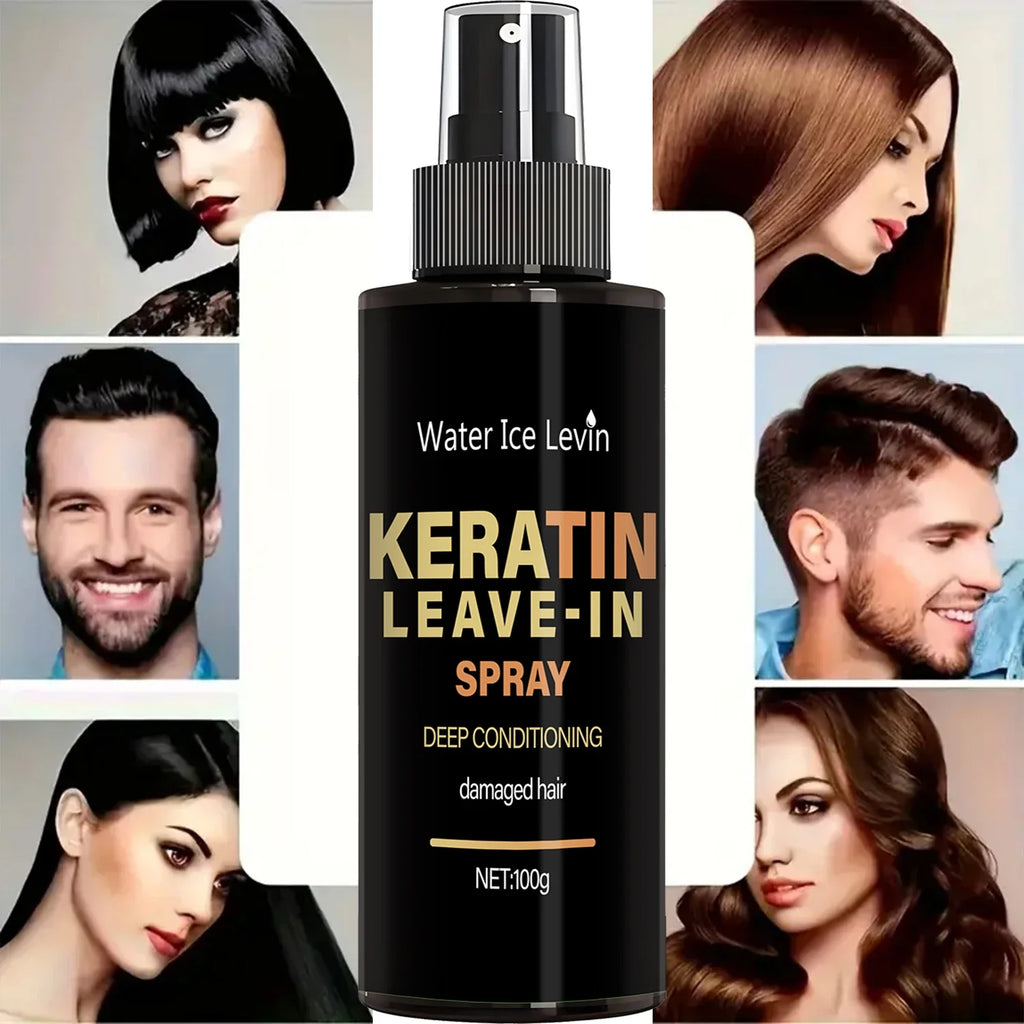 Keratin & Biotin Leave-In Spray 100g, Deep Conditioning Treatment for Damaged Hair, with Rice Amino Acids, Fast Shipping