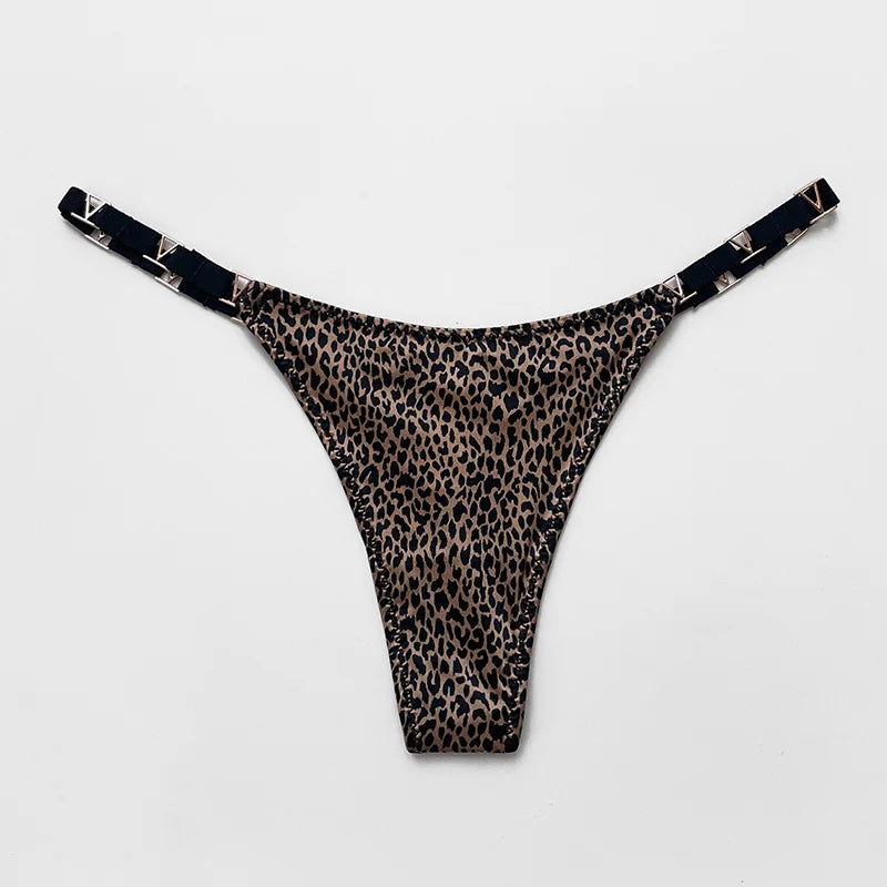 Seamless Sexy Thong Women Underwear Briefs Panties Zebra Flower Low Rise Luxury Metal Buckle G String Bikini Girls Female Panty