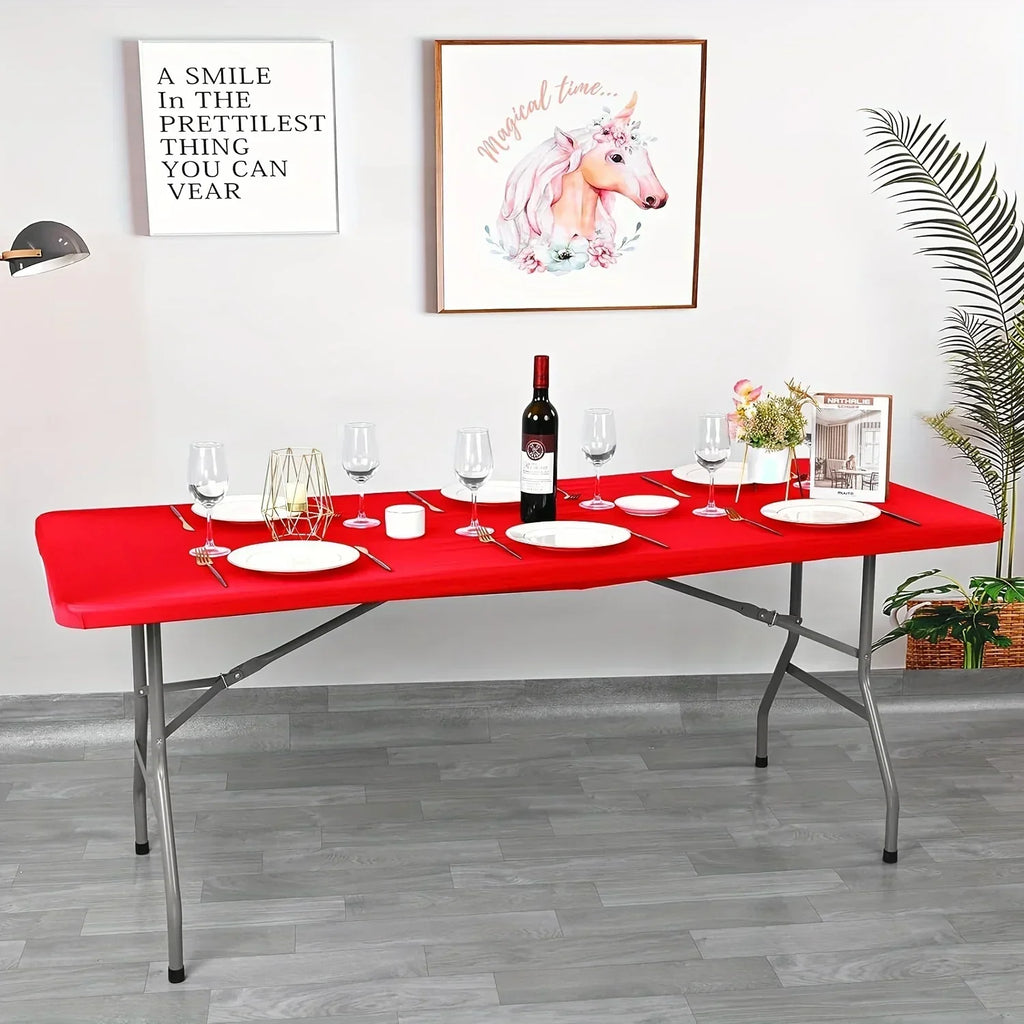 Polyester Rectangular Elastic Universal Tablecloth Protective Cover For Home Parties, Banquets, Picnics, Wedding Decorations