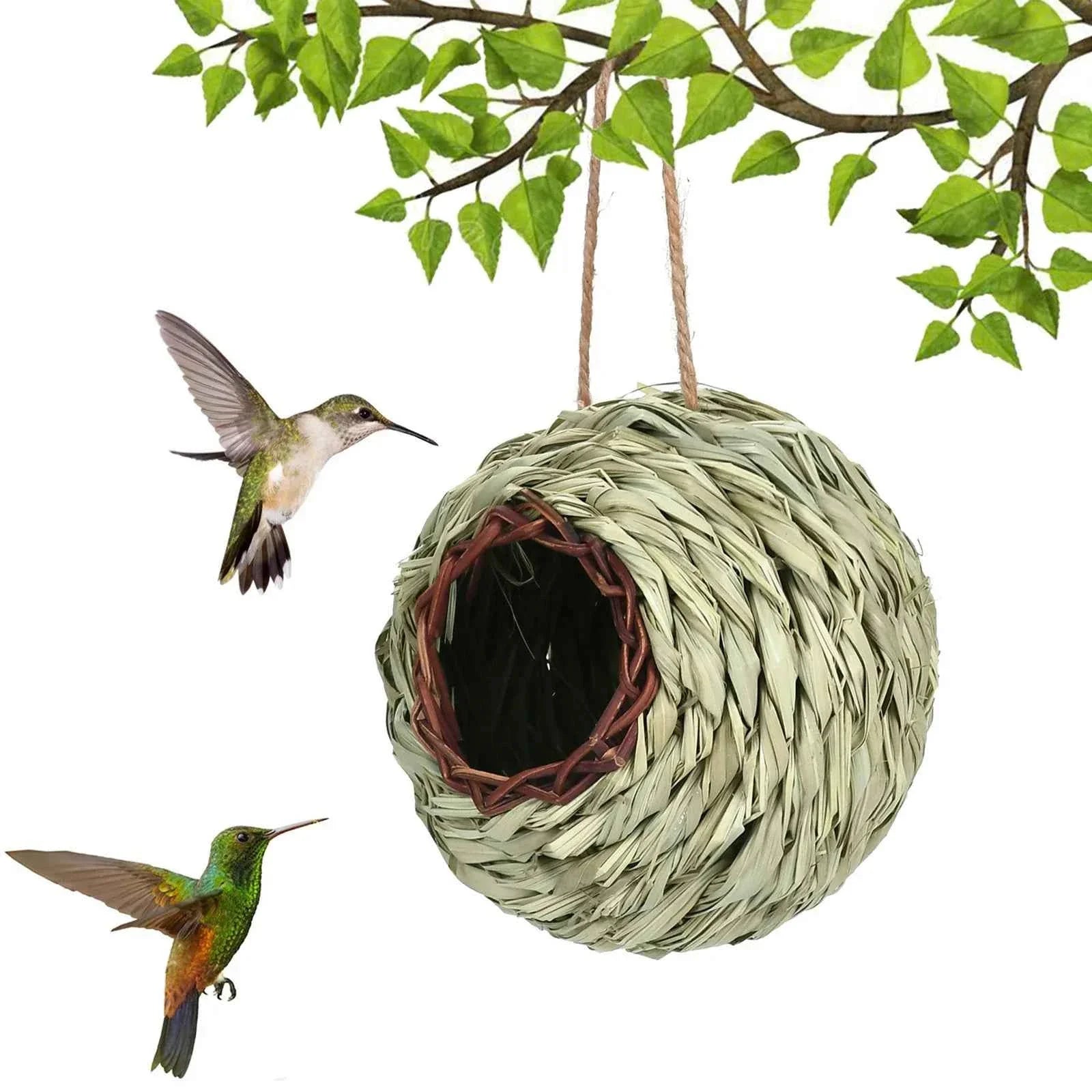 Creative Outdoor Hanging Bed Bird House Unique Handmade Weaving Bird House Gardening Decoration Bird Nest Bird Cage Shelter