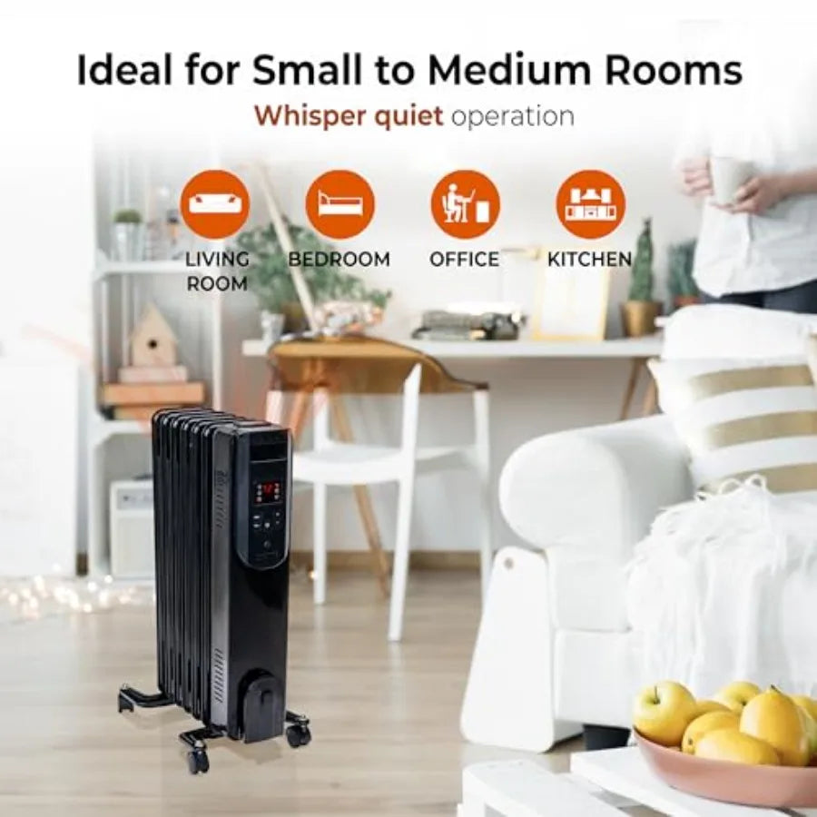 Digital Oil-Filled Radiator Heater With Remote And 12-Hour Timer Portable