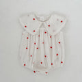 2026 New Summer Newborn Baby Girl Jumpsuit 0-24M Baby Girl Clothing Sleeveless Cotton Heart Print Princess White Rompers