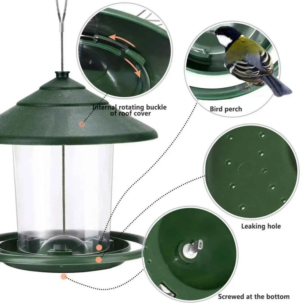 Hanging Wild Bird Feeder Outdoor Pet Food Dispenser Multiple Holes Bird Feeder Automatic Foot Feeding Tool for Flying Animals