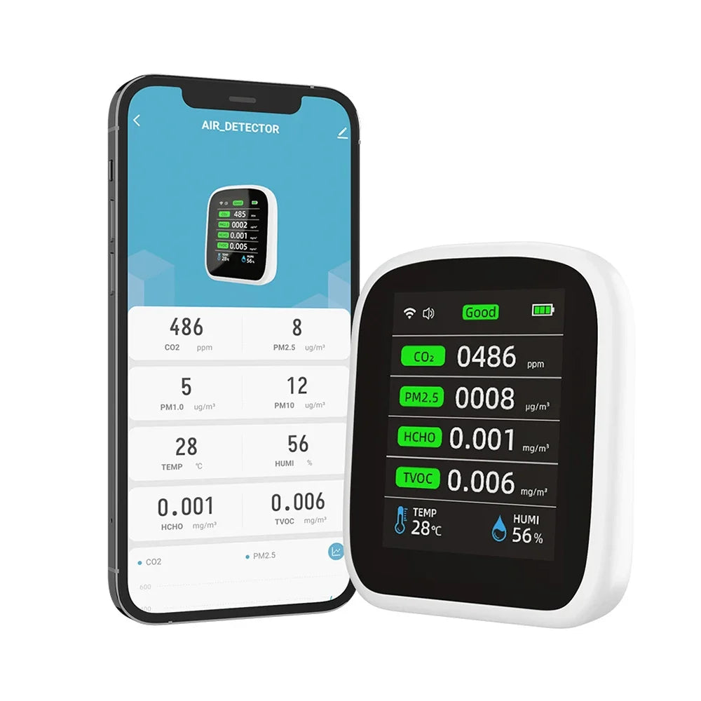 Portable WIFI Air Quality Tester APP Control PM2.5 CO2 Air Pollution Analyzer Temperature Humidity Test Meter Infrared Sensor