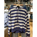 Striped Patchwork Zip-up Hoodie Autumn Cotton Pocket Drawstring Hooded Sweatshirt Women Y2k Streetwear Vintage Loose Tops Jacket