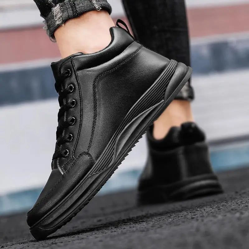 Hot Men's Shoes PU Leather Sneakers Fashion Hip Hop Casual Shoes Red Platform Male Running Shoes Designer High Top Tennis Shoe