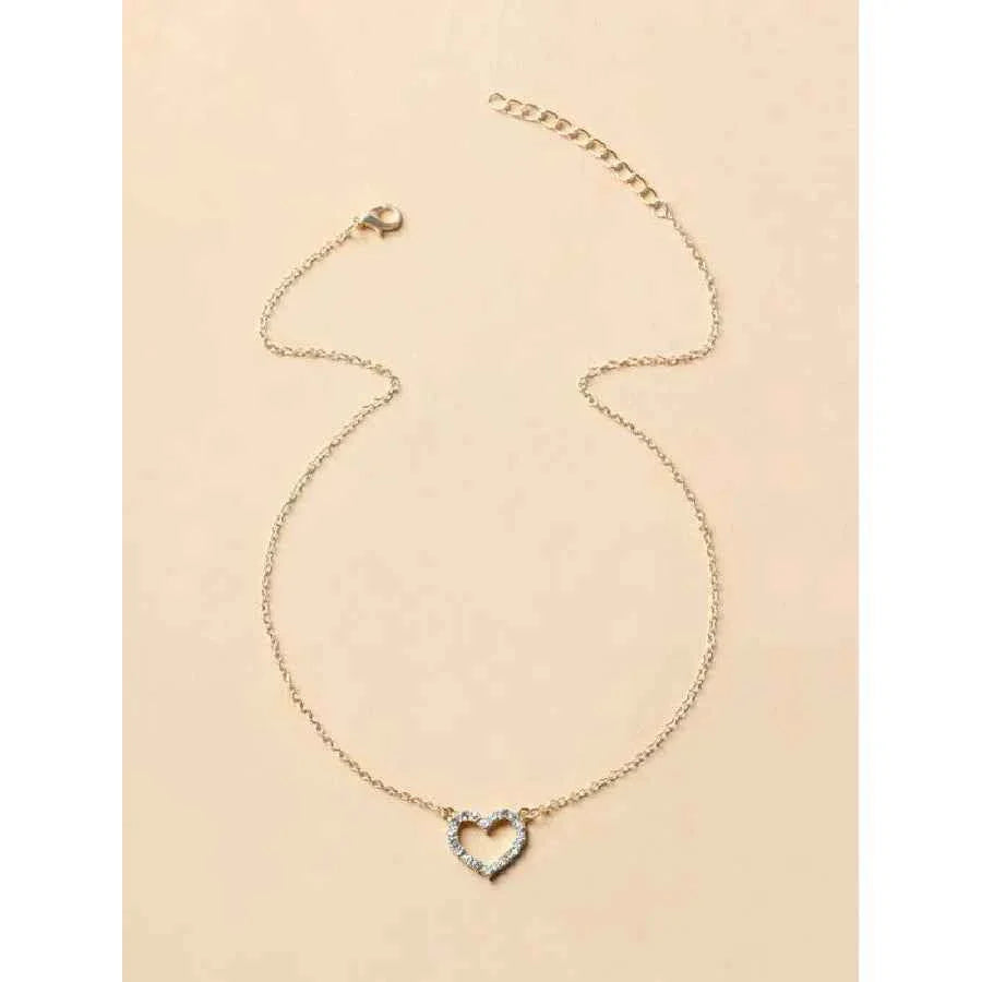 Elegant Rhinestone Heart Shaped Design Pendant Necklace for Women, Stainless Steel Jewelry for Gift, Fashionable Accessories for