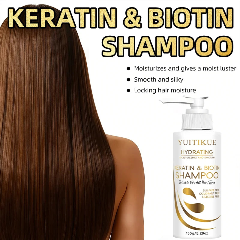 YUITIKUE Keratin & Biotin Hydrating Shampoo | Natural Gentle Formula, Daily Hair Care 150g