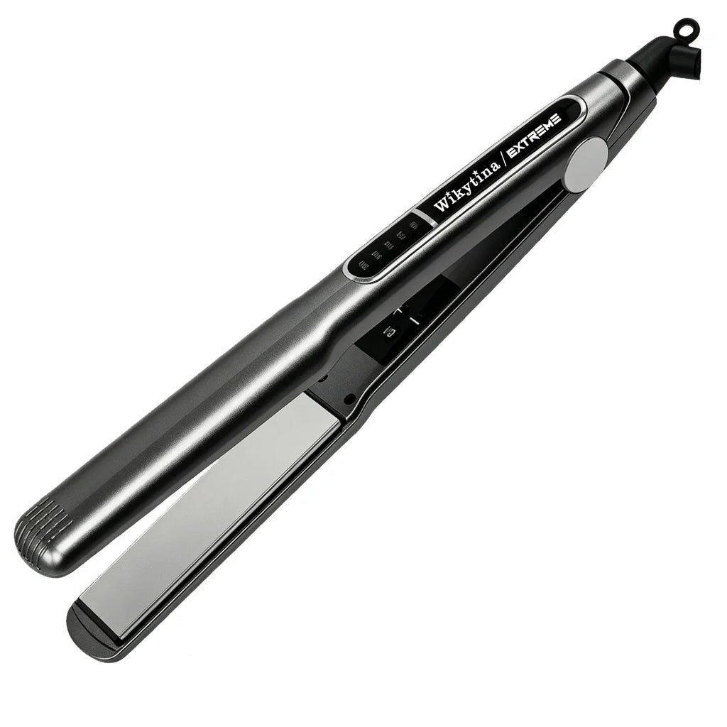 Professional Titanium 2-in-1 Hair Straightener Curler with 5 Heat Settings Fast Heating Negative Ion Salon Flat Iron