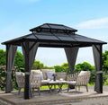 OneAlu Mobile Garden Gazebo - Aluminum Patio Pergola with Retractable Awning