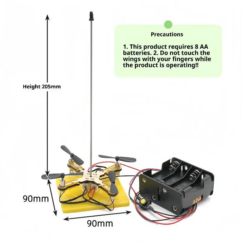 4-Leaf DIY Drone Model Set: Technology Physics Teaching Tool, Children's Science Toy, Helicopter Puzzle Game