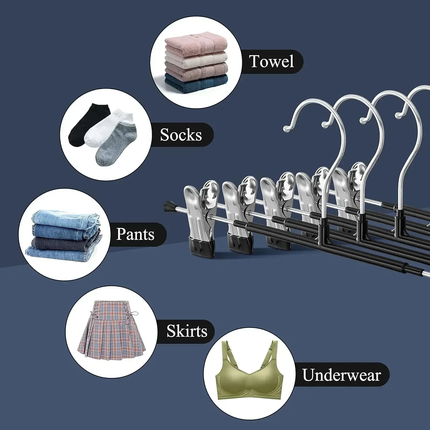 5/10/20 Pcs Rack Clip Stainless Steel Trousers Wardrobe Clip Anti-slip Clothespin Pants Clamp Clothes Hanger for Skirt